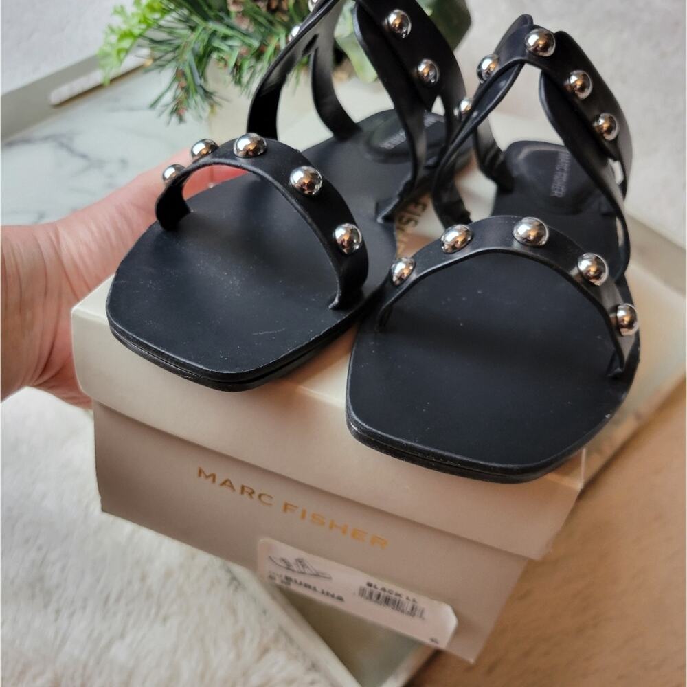 🚨NEW MARC FISHER Burlina Black Studded Slide Sandal Size 8 - Picture 8 of 10